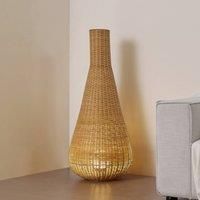 Lucande Takeo floor lamp, rattan, height 115 cm, E27