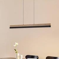 Lucande LED pendant light Holven, wood, CCT, length 113 cm