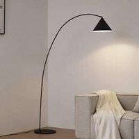 Lindby Triangolo arc lamp, black, height 195 cm, metal E27