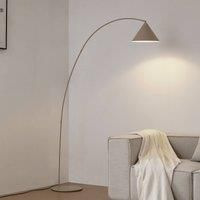 Lindby Triangolo arc lamp, beige, height 195 cm, metal, E27