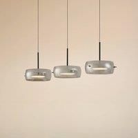Lucande Martis LED pendant light, black, 3-bulb, step-dim