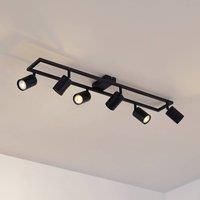 Lindby Bravius ceiling spotlight, black, 6-bulb, iron