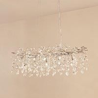 Lucande Bellora pendant light, 101 cm, stainless steel, crystal