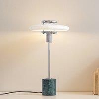 Lindby Branford table lamp, 46 cm, white/green, opal glass/marble