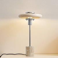 Lindby Branford table lamp, 46 cm, beige, metal/travertine