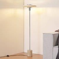 Lindby Branford floor lamp, 130 cm, beige, metal/travertine