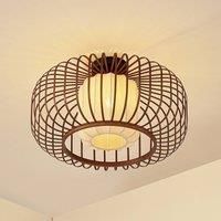 Lindby Davella ceiling light, 50 cm, bamboo, textile