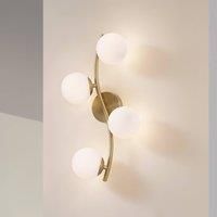 Lindby Josiana wall light, opal/brass, 48 cm, sphere, glass