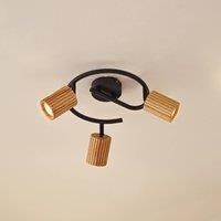 Lindby Ceiling light, white, wood, 3-flg.