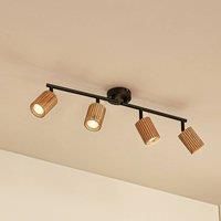 Lindby Ceiling lamp, white, wood, 4-flg.