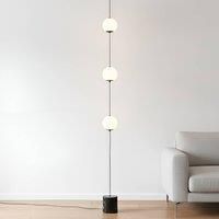 Lucande LED floor lamp Sphere, black/opal, glass, dimmable
