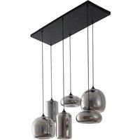 Lindby Marla pendant light, 6-bulb, glass, smoky grey