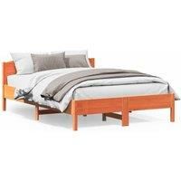 Bed Frame without Mattress Wax Brown 140x200 cm Solid Wood Pine