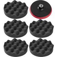 tectake 5 polishing sponges 150 mm ribbed for polishing machine + disc - black