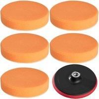 tectake 5 polishing sponges 150 mm medium-soft + polishing disc - orange