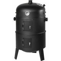 tectake BBQ smoker barrel 3-in-1 - black