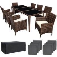 8 Seater Table Aluminum Rattan Garden Furniture Chairs Set Outdoor Wicker New