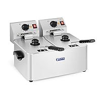 Royal Catering RCEF 08D-EGO Electric Deep Fryer Double Commercial Fat Fryer (2 x 8 L, 2 x 2,500 W, 230 V, E.G.O. Thermostat) Stainless Steel