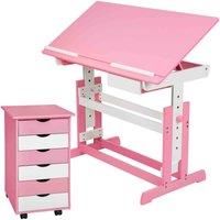 Kids child writing table homework study desk with 6 draver office cabinet new