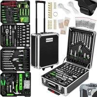 TecTake 1200 Pcs Aluminium Metal Tool Box kit Set Storage Trolley with Chrome Vanadium Tools