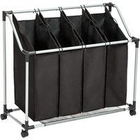 TecTake 4 bag laundry sorter cart hamper rolling organizer clothes bin basket on wheels