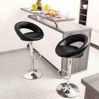 2 Bar stools set faux leather kitchen stool breakfast chair chrome 1x Lounge New