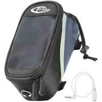 TecTake Bicycle bike smartphone GPS frame bag + 3.5mm headphone extension cable (Black-green | M | no. 401607)