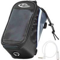 TecTake Bicycle bike smartphone GPS frame bag + 3.5mm headphone extension cable (Black-blue | L | no. 401612)