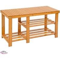 Shoe rack bamboo with bench and separate compartment - shoe bench, shoe shelf, wooden shoe rack - brown