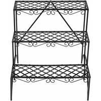 3 TIER METAL GARDEN PLANT POT DISPLAY SHELF STAND FLOWER PATIO DECK IN- OUTDOOR