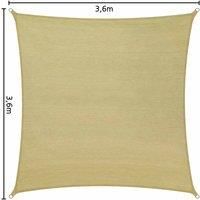 Tectake Sun shade sail square, beige - 360 x 360 cm