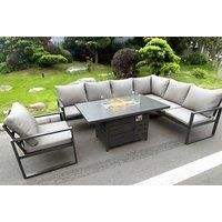 Aluminium Outdoor Garden Furniture Set & Fire Pit Table - 6, 7 Or 8-Seater