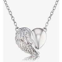 Engelsrufer Heartwing Necklace with Pendant for Women 925 Sterling Silver White Zirconia Length 40 cm (15.75") + 4 cm (0.16")