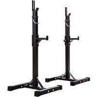 TecTake 2pc adjustable weight rack gym squat barbell bar power stand | 12x height adjustable | max. 100kg | black