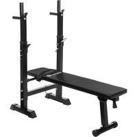 tectake Weight bench with barbell rack - black