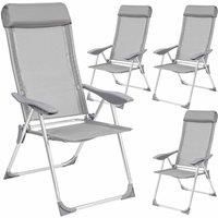 Tectake 4 Folding Aluminium Garden Chairs With Headrest Grey