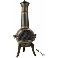 TecTake Large cast iron chiminea terrace stove 115 cm | removable grille rack | incl. poker