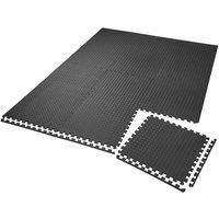 set of 12 gym mats protective mats floor gymnastics - interlocking black