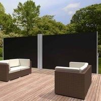 tectake Aluminium double side awning privacy screen - black, 160 x 600 cm