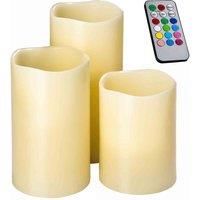 3 LED real wax candles with remote control flameless realistic flickering flame