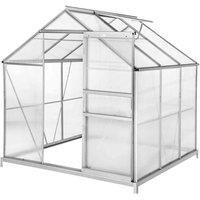 tectake Greenhouse aluminium polycarbonate with foundation - 190 x 185 x 195 cm