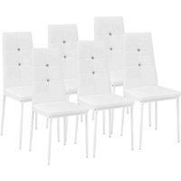TecTake 6 Dining Chairs With Rhinestones - White