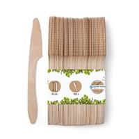 BIOZOYG Disposable knife wood 100 pieces 18cm | cutlery knife wood cutlery disposable organic disposable tableware wood knife disposable cutlery spreading knife wooden knife cutlery