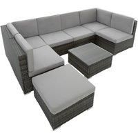 Garden corner sofa set in rattan | 7 seats, 1 table | Outdoor Dining Furniture