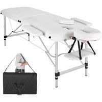 tectake Massage table 2-zone aluminium, padding + bag - massage bed, portable massage table, portable beauty bed - white