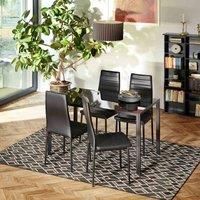 tectake Dining table and chair Set Berlin 4+1 - black