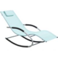 Beliani Rocking Sun Lounger Light Blue Steel Runners Synthetic Sling With Head Cushion