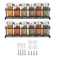 Regal Trunk Spice Rack Wall Mounted - Metal 2 6.5x29x6.5 cm Black