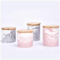 Regal Trunk & Co. Ceramic Canister with Bamboo Lid, Set of - 4 Pink