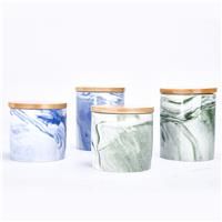 Regal Trunk & Co. Ceramic Canister with Bamboo Lid, Set 4 Blue Green